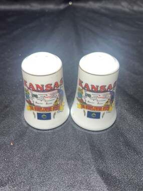 Vintage Kansas The Sunflower State Souvenir Ceramic Salt and Pepper Shaker Set